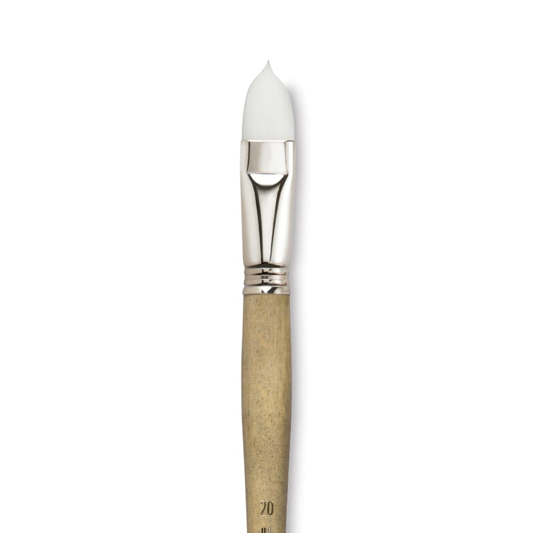 Open in modal - Escoda Perla Toray White Synthetic Brush - Filbert, Long Handle, Size 20