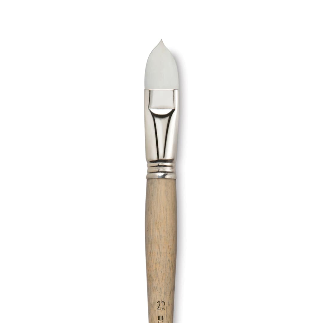 Open in modal - Escoda Perla Toray White Synthetic Brush - Filbert, Long Handle, Size 22