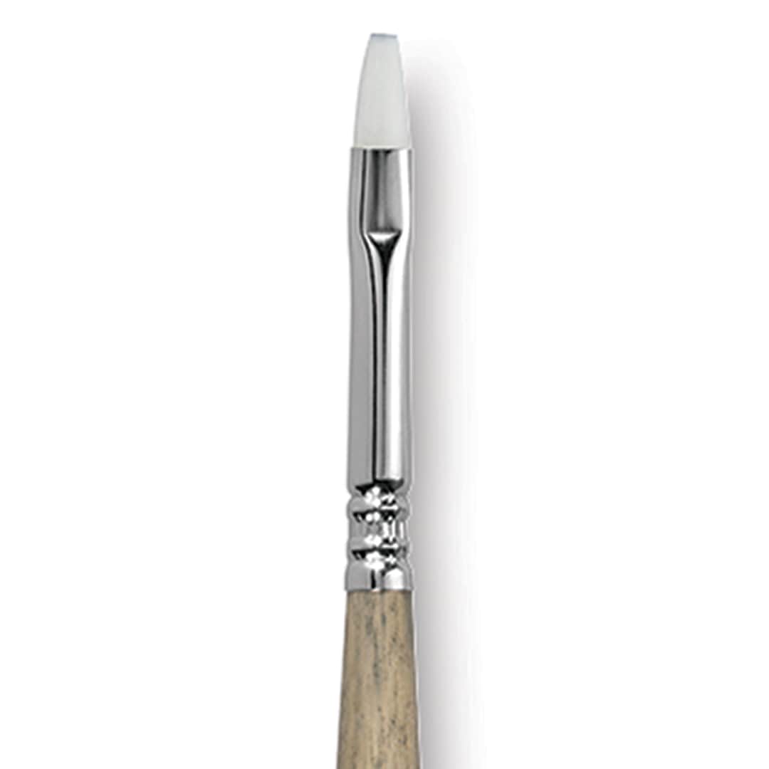 Open in modal - Escoda Perla Toray White Synthetic Brush - Bright, Long Handle, Size 6 close up