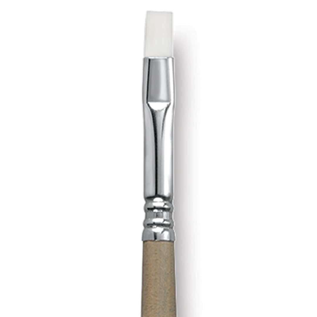 Open in modal - Escoda Perla Toray White Synthetic Brush - Bright, Long Handle, Size 8 close up