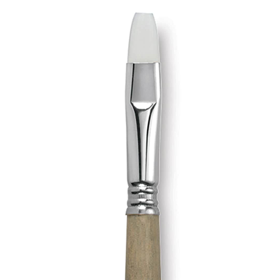 Open in modal - Escoda Perla Toray White Synthetic Brush - Bright, Long Handle, Size 10 close up