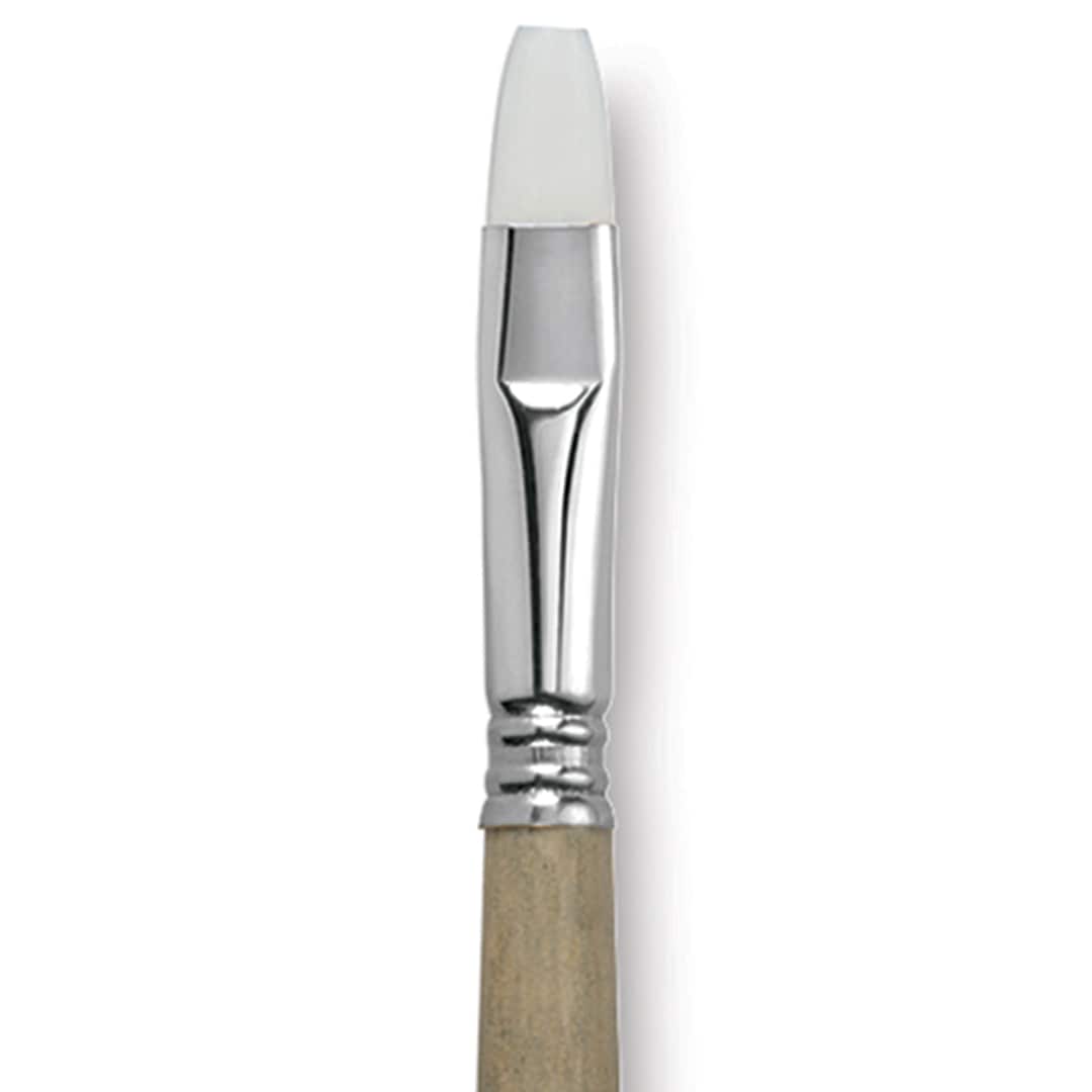 Open in modal - Escoda Perla Toray White Synthetic Brush - Bright, Long Handle, Size 12 close up