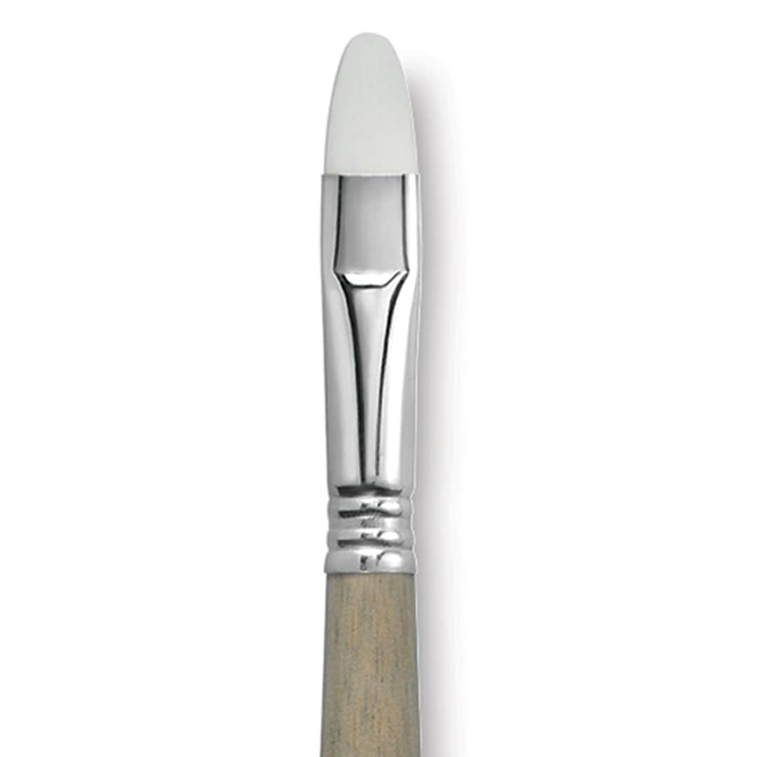 Open in modal - Escoda Perla Toray White Synthetic Brush - Bright, Long Handle, Size 14 close up