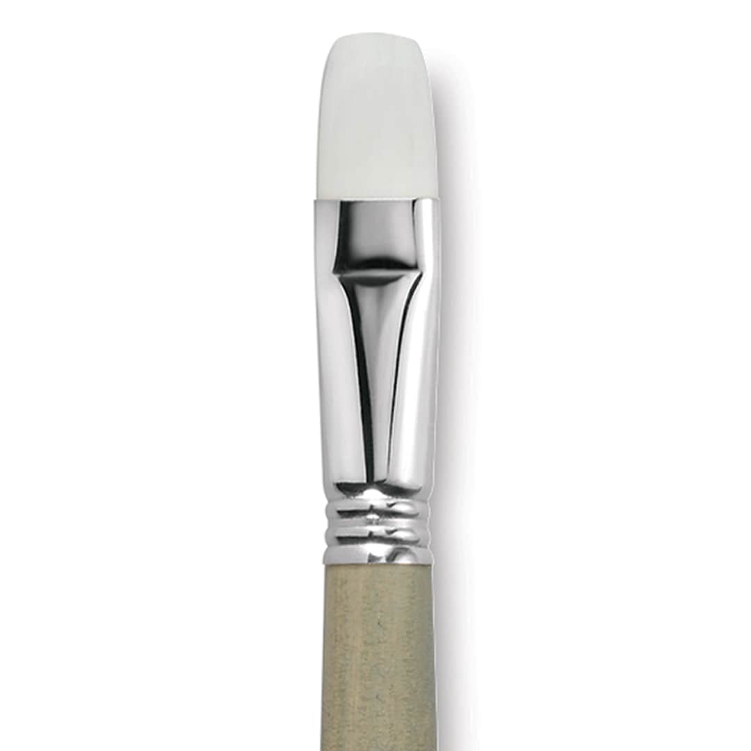 Open in modal - Escoda Perla Toray White Synthetic Brush - Bright, Long Handle, Size 18 close up