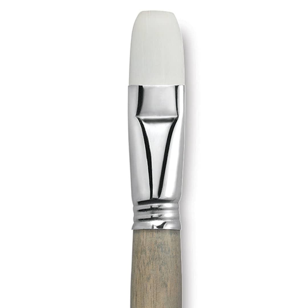 Open in modal - Escoda Perla Toray White Synthetic Brush - Bright, Long Handle, Size 22 close up