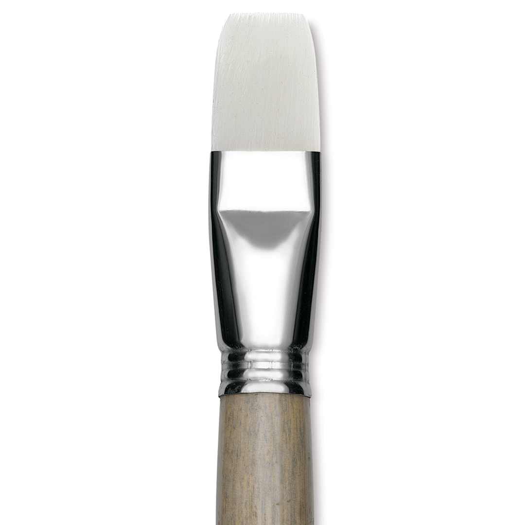 Open in modal - Escoda Perla Toray White Synthetic Brush - Bright, Long Handle, Size 24 close up