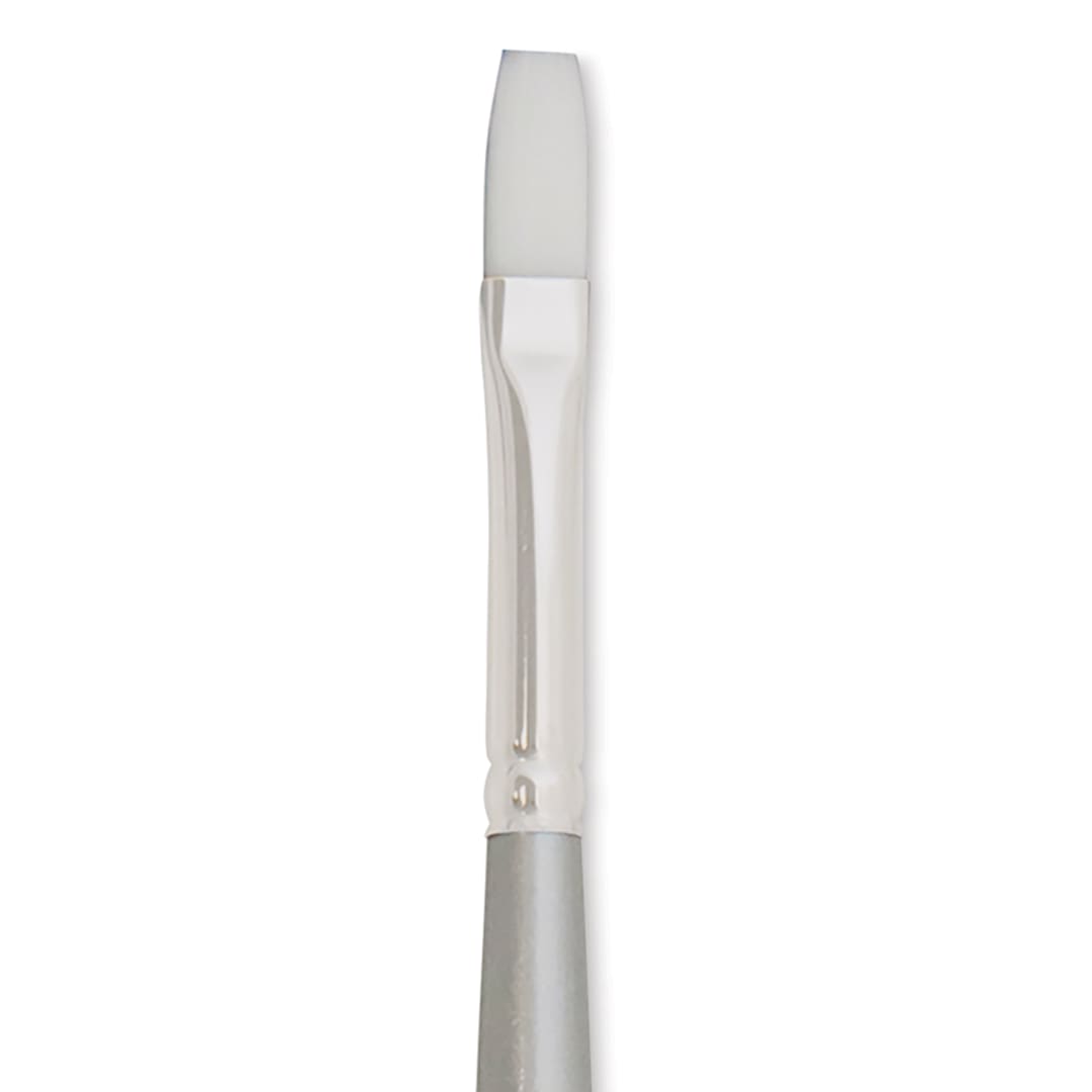 Open in modal - Silver Brush Silverwhite Synthetic Brush - Flat, Long Handle, Size 2 close up