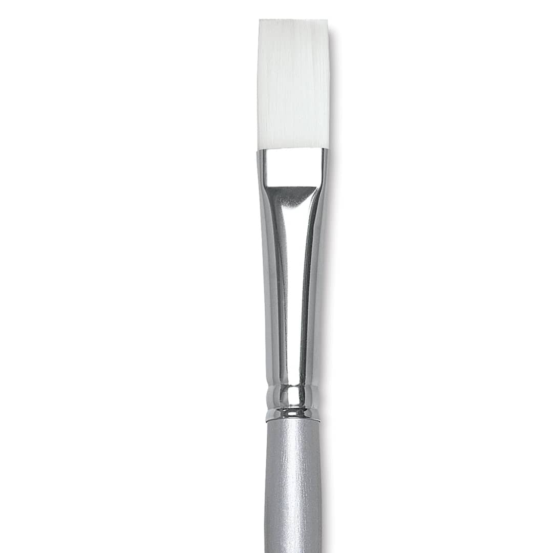 Open in modal - Silver Brush Silverwhite Synthetic Brush - Flat, Long Handle, Size 8 close up