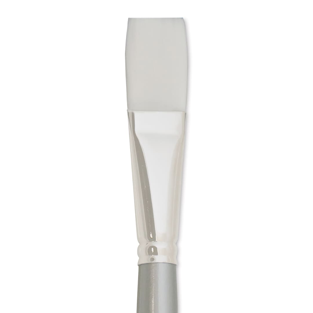 Open in modal - Silver Brush Silverwhite Synthetic Brush - Flat, Long Handle, Size 12 close up