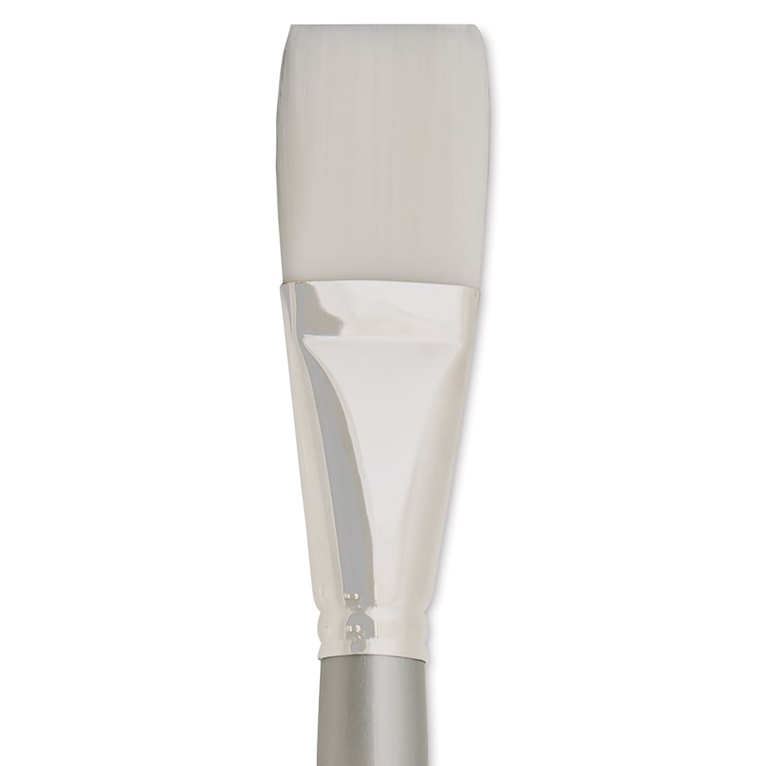 Open in modal - Silver Brush Silverwhite Synthetic Brush - Flat, Long Handle, Size 16 close up