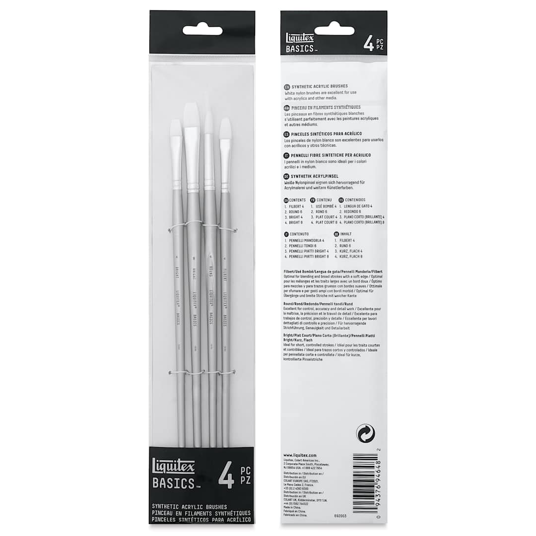 Open in modal - Liquitex Basics Synthetic Brushes - Set of 4 in package