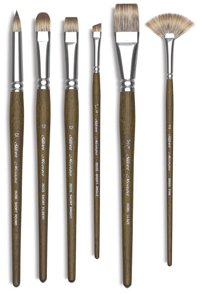 Open in modal - Silver Brush Monza Synthetic Mongoose Artist Brushes - Selection of short handle brush types
