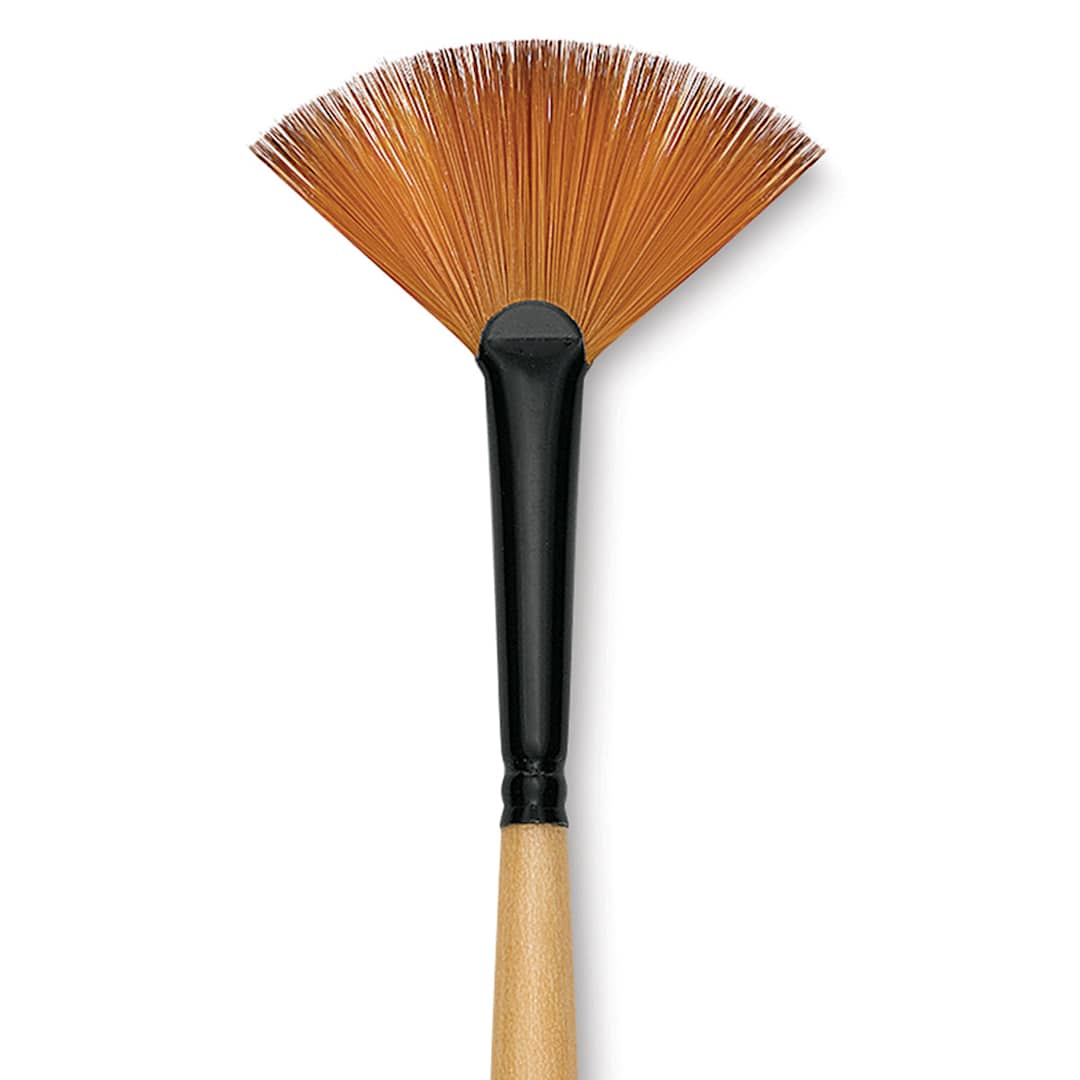 Open in modal - Dynasty Black Gold Brush - Fan, Long Handle, Size 2 close up