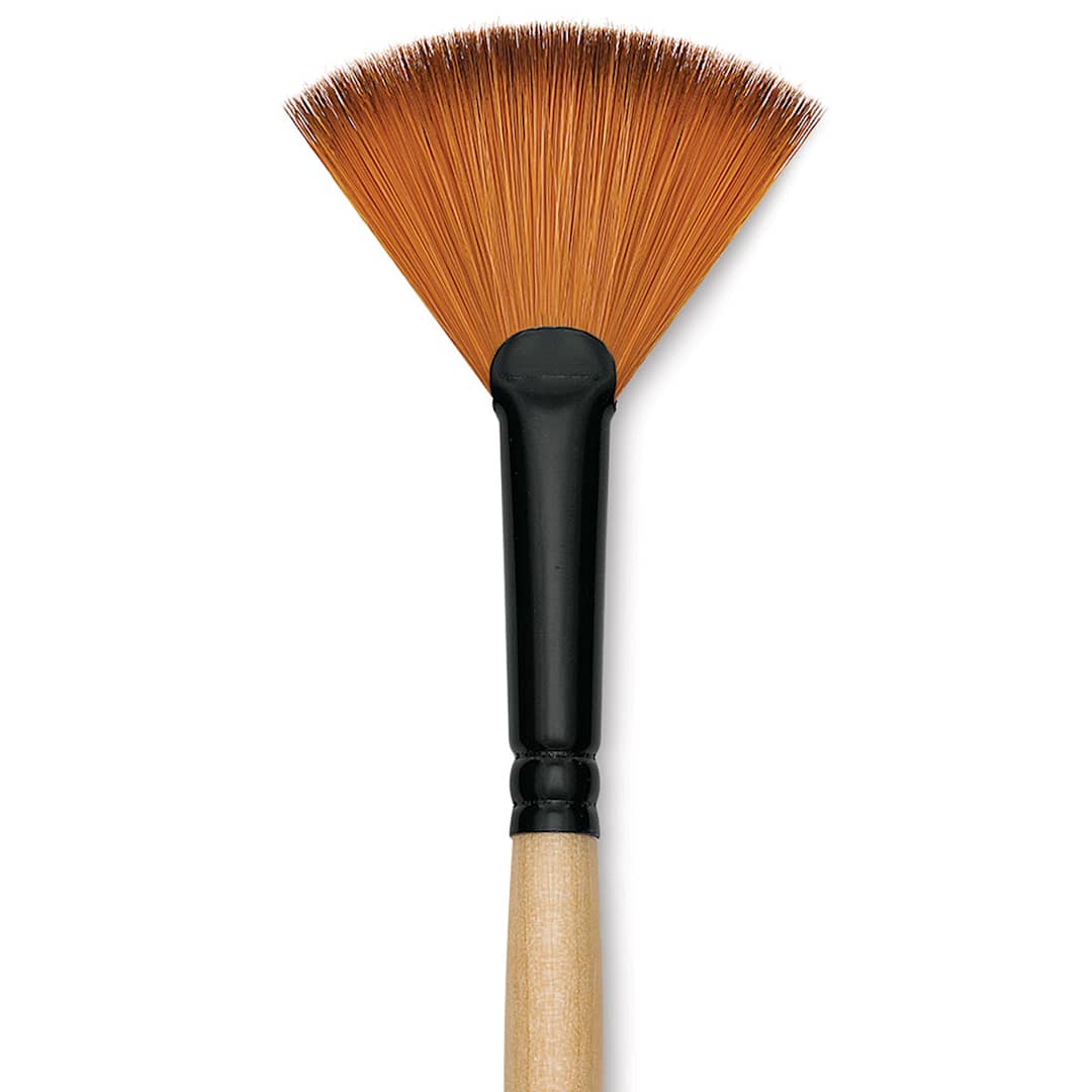 Open in modal - Dynasty Black Gold Brush - Fan, Long Handle, Size 6 close up