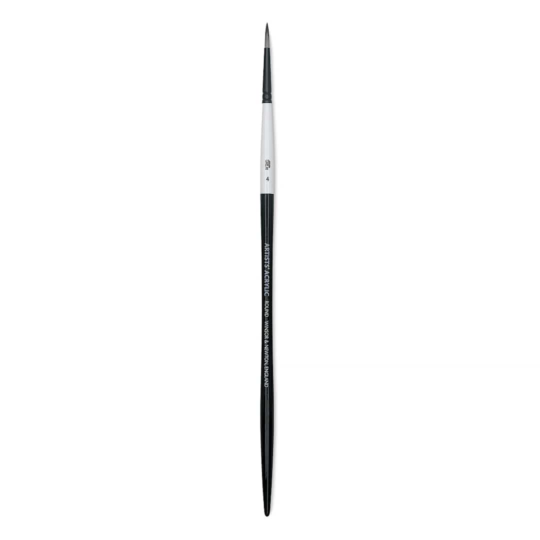 Open in modal - Winsor & Newton Artists’ Acrylic Brush - Round, Long Handle, Size 4