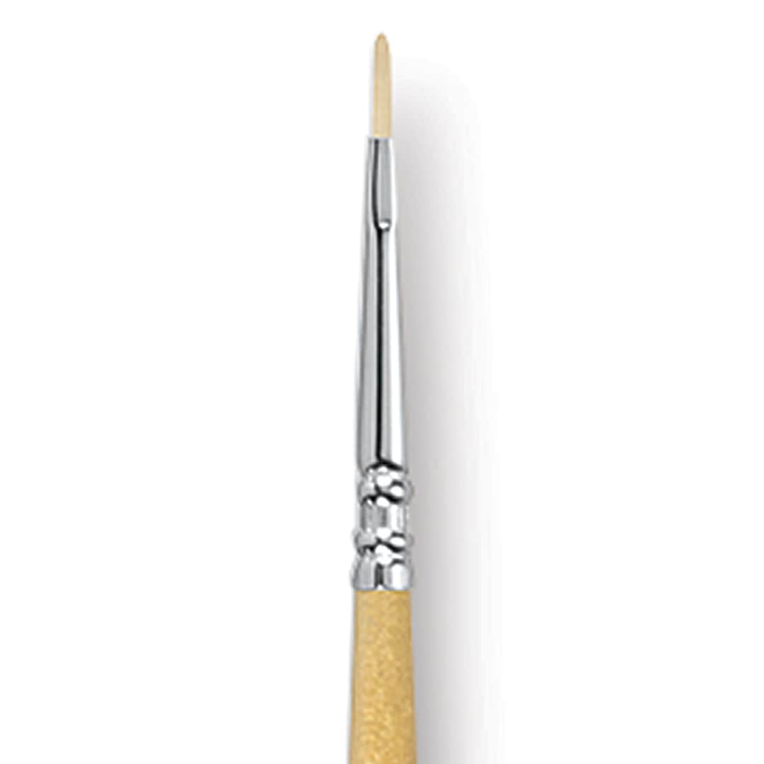 Open in modal - Escoda Clasico Chungking White Bristle Brush - Short Filbert, Long Handle, Size 0 close up
