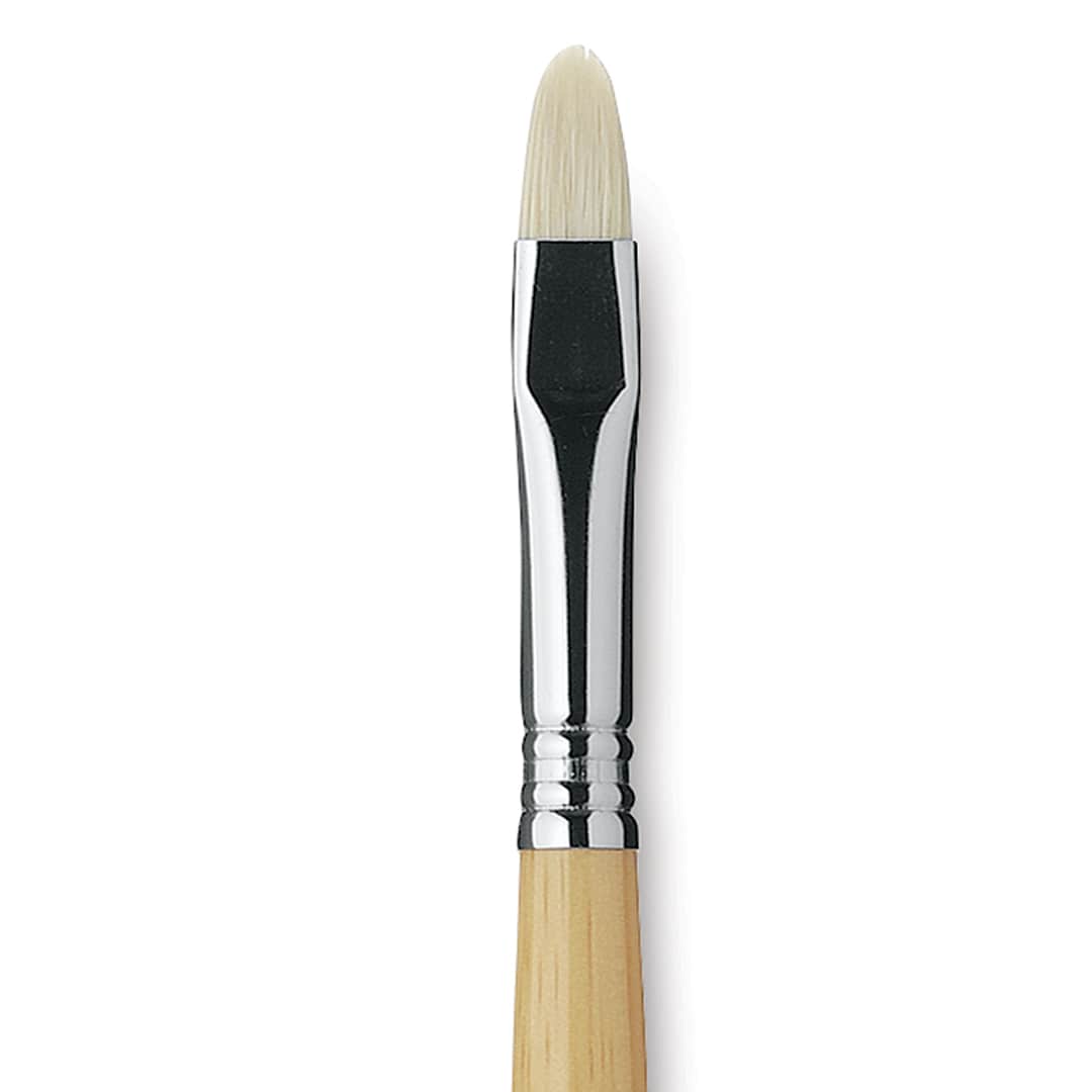 Open in modal - Escoda Clasico Chungking White Bristle Brush - Short Filbert, Long Handle, Size 10
