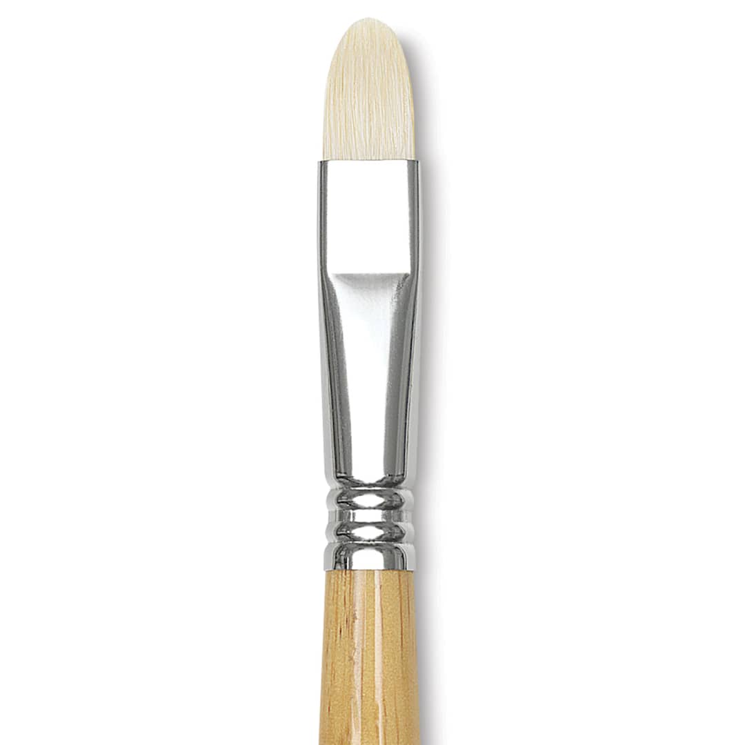 Open in modal - Escoda Clasico Chungking White Bristle Brush - Short Filbert, Long Handle, Size 12
