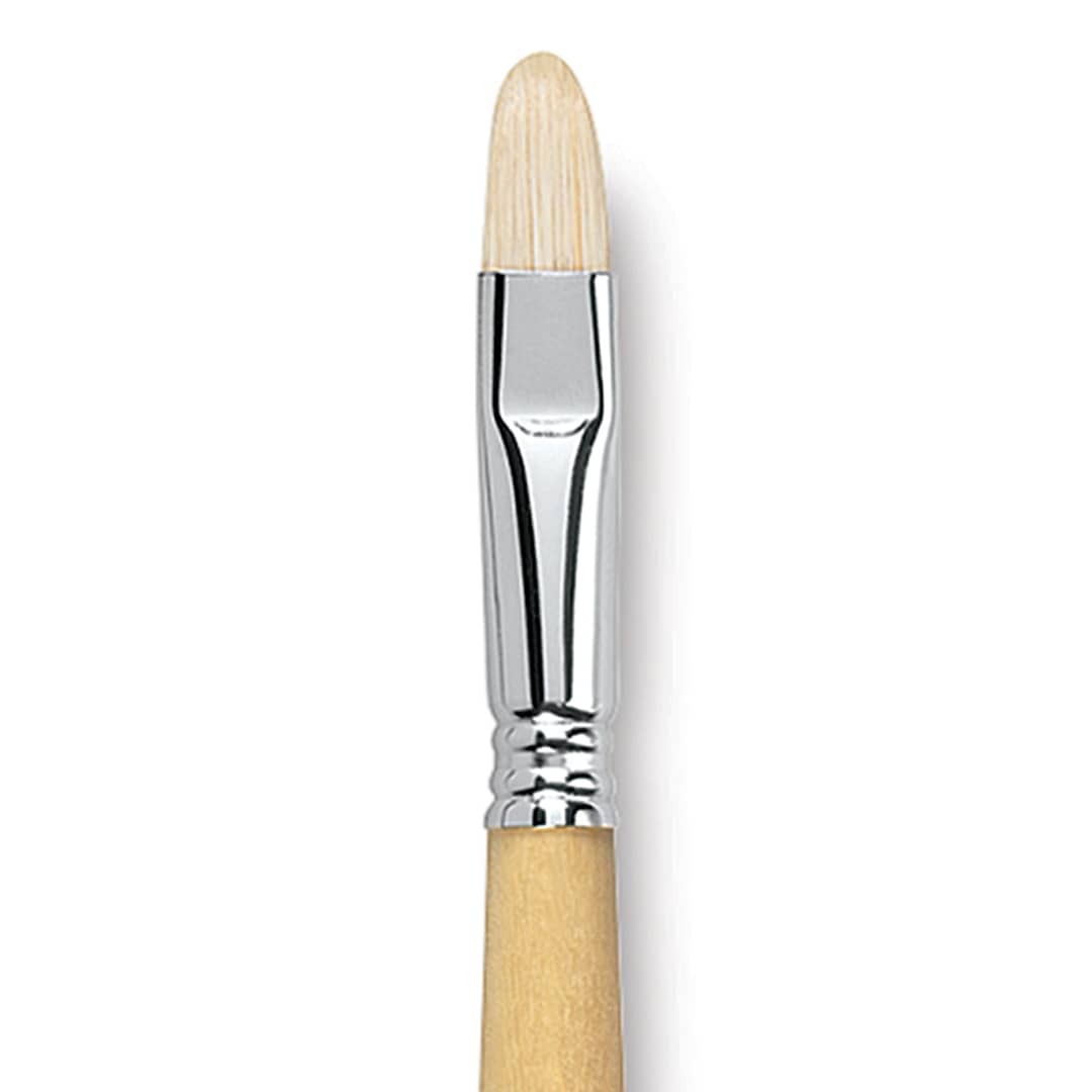 Open in modal - Escoda Clasico Chungking White Bristle Brush - Short Filbert, Long Handle, Size 14 close up