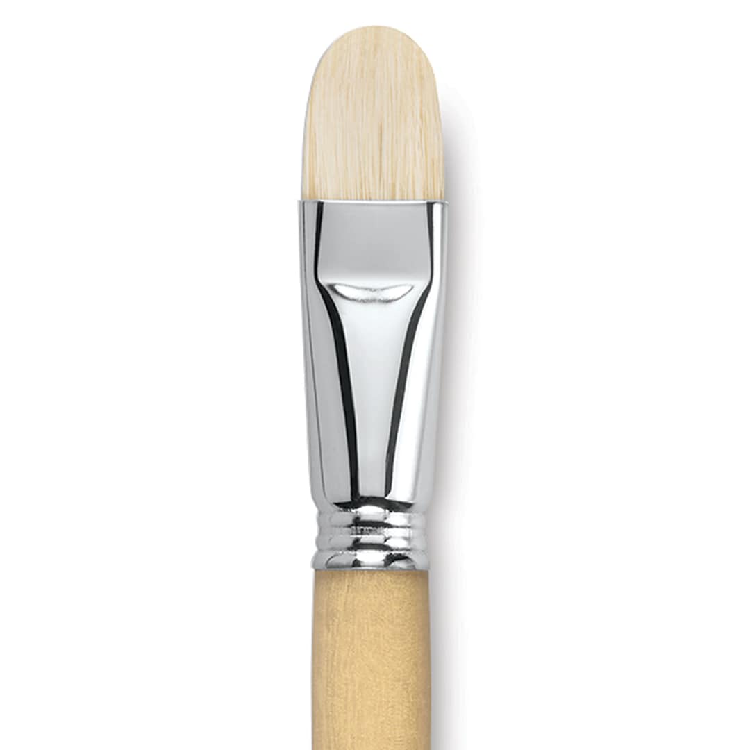 Open in modal - Escoda Clasico Chungking White Bristle Brush - Short Filbert, Long Handle, Size 22 close up
