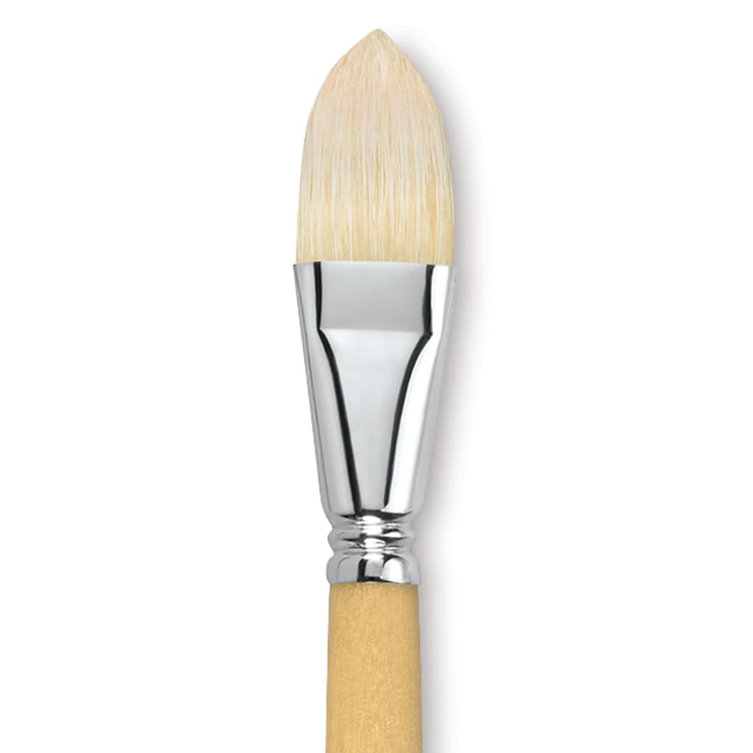 Open in modal - Escoda Clasico Chungking White Bristle Brush - Short Filbert, Long Handle, Size 26 close up