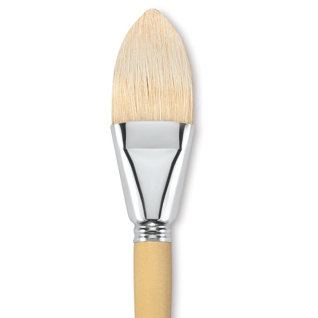 Open in modal - Escoda Clasico Chungking White Bristle Brush - Short Filbert, Long Handle, Size 32 close up
