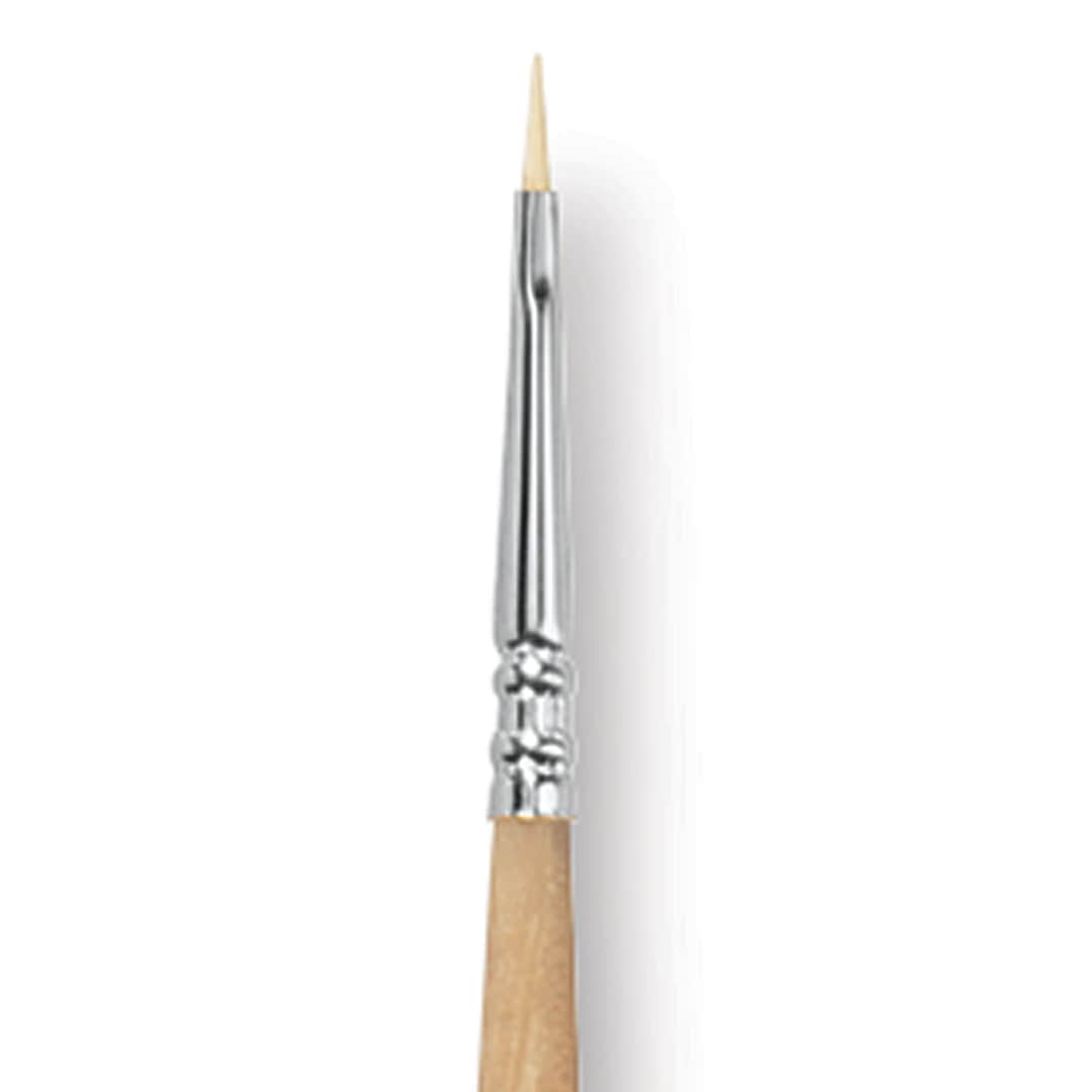 Open in modal - Escoda Clasico Chungking White Bristle Brush - Bright, Long Handle, Size 0 close up