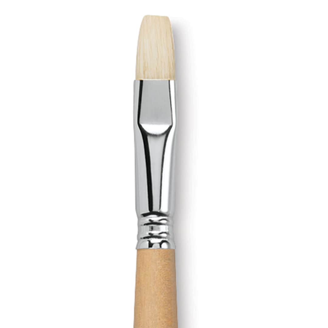 Open in modal - Escoda Clasico Chungking White Bristle Brush - Bright, Long Handle, Size 14 close up