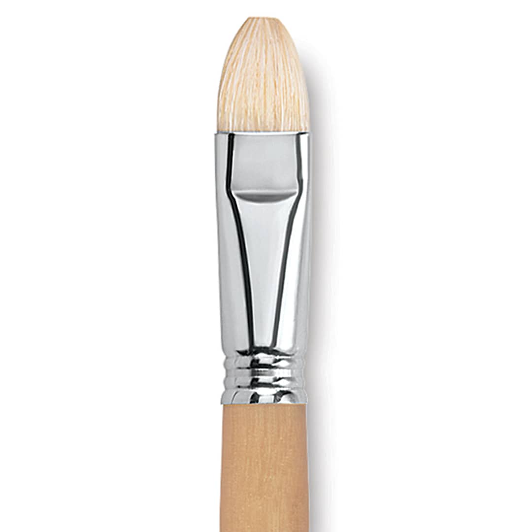 Open in modal - Escoda Clasico Chungking White Bristle Brush - Bright, Long Handle, Size 20 close up