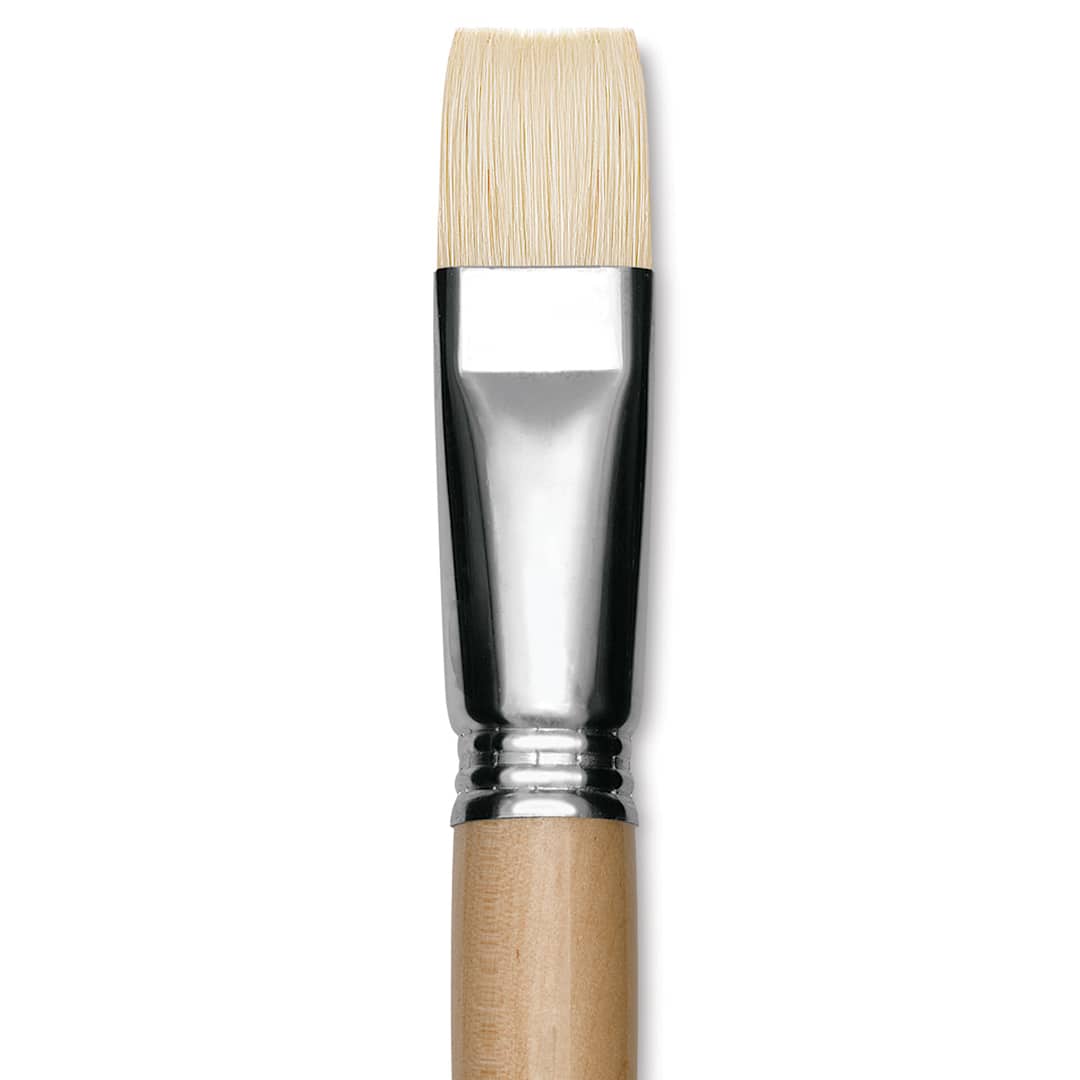 Open in modal - Escoda Clasico Chungking White Bristle Brush - Bright, Long Handle, Size 22 close up