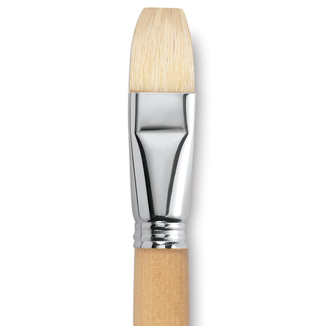 Open in modal - Escoda Clasico Chungking White Bristle Brush - Bright, Long Handle, Size 24 close up