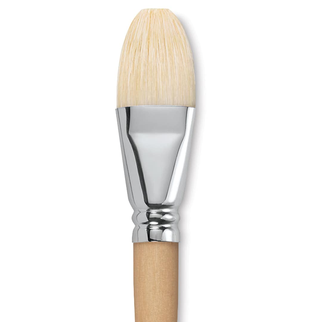 Open in modal - Escoda Clasico Chungking White Bristle Brush - Bright, Long Handle, Size 30 close up