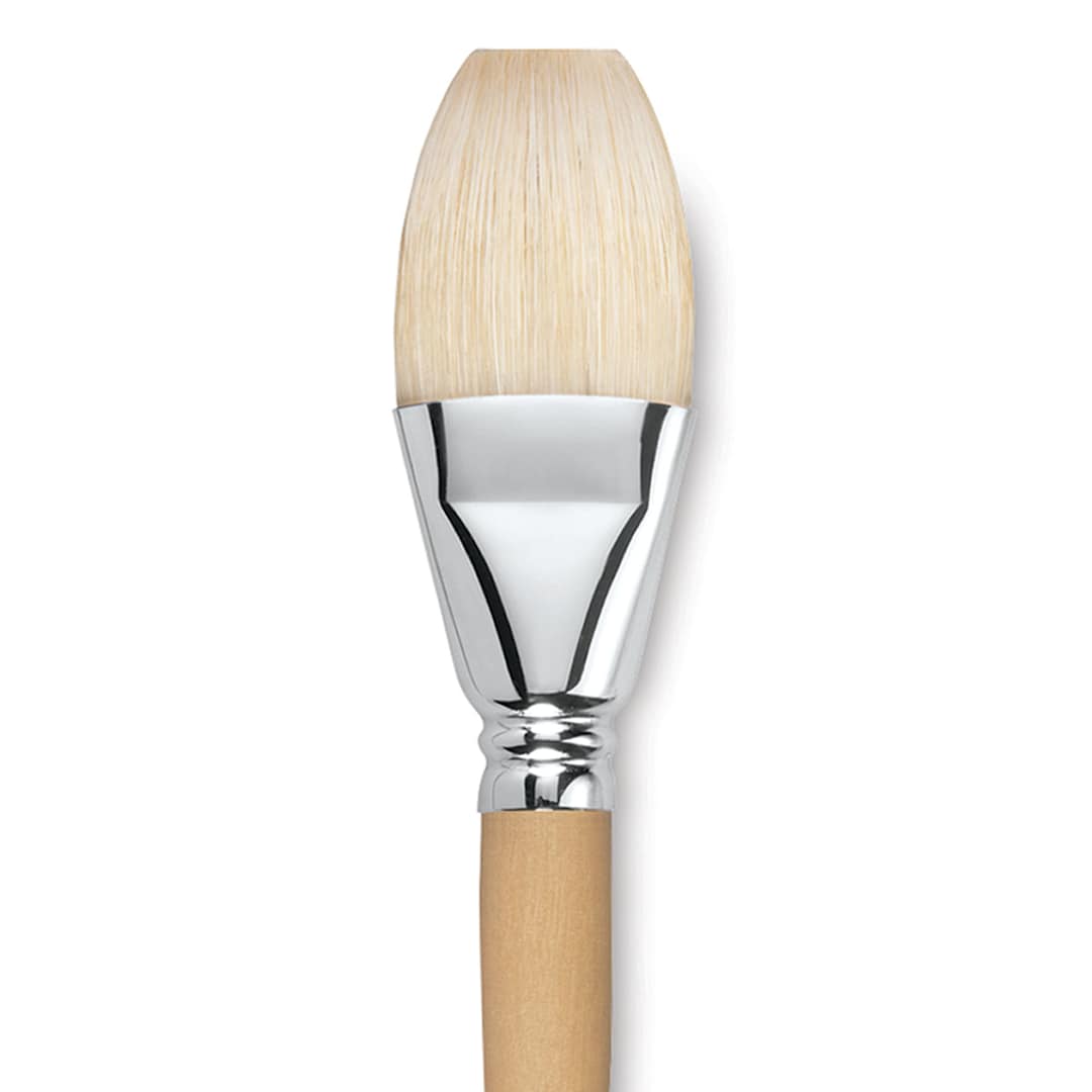 Open in modal - Escoda Clasico Chungking White Bristle Brush - Bright, Long Handle, Size 32 close up