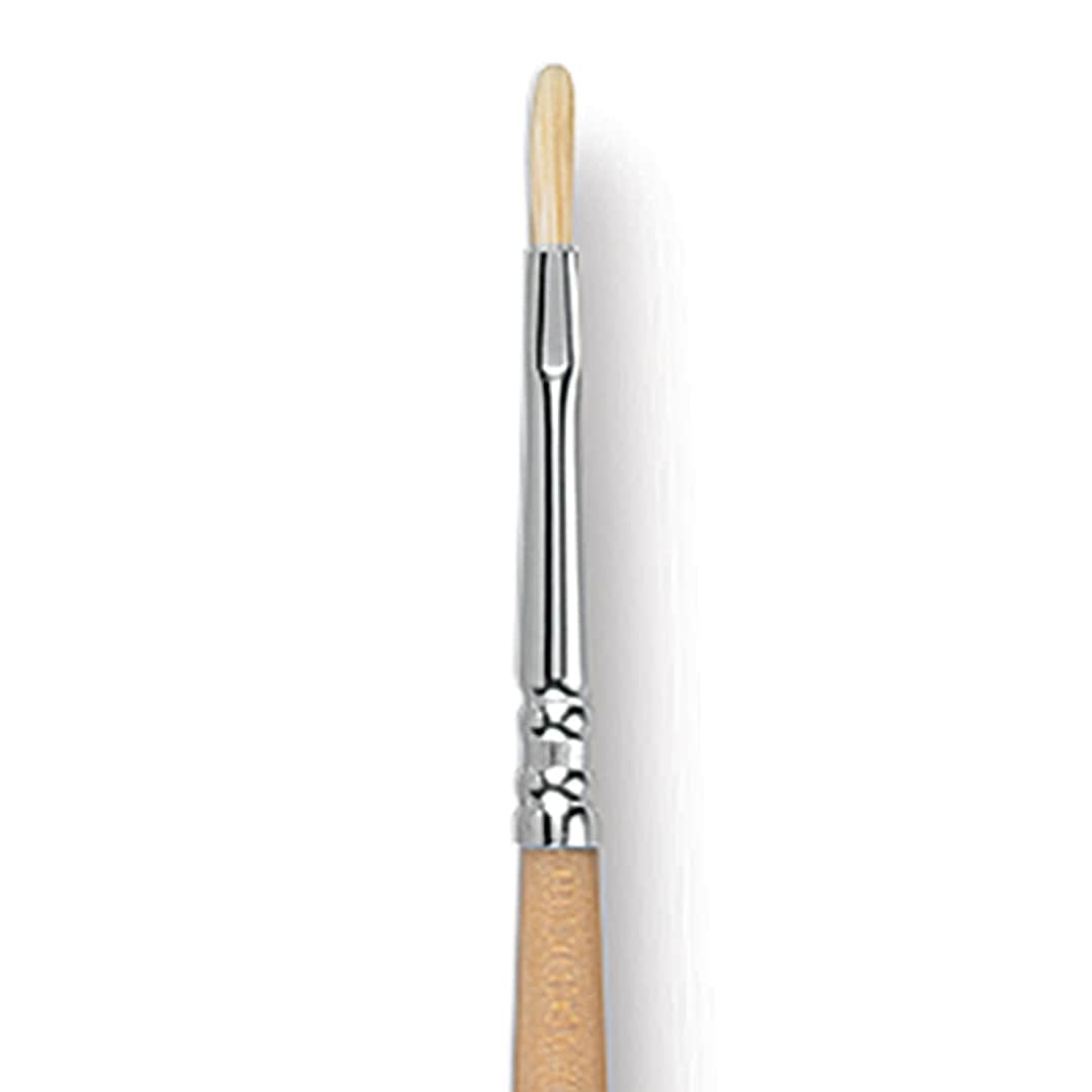 Open in modal - Escoda Clasico Chungking White Bristle Brush - Filbert, Long Handle, Size 2 close up