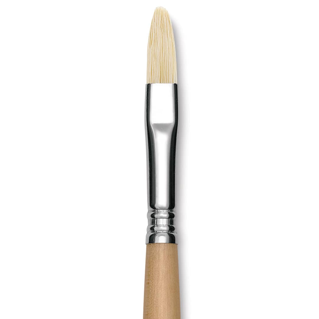 Open in modal - Escoda Clasico Chungking White Bristle Brush - Filbert, Long Handle, Size 10 close up
