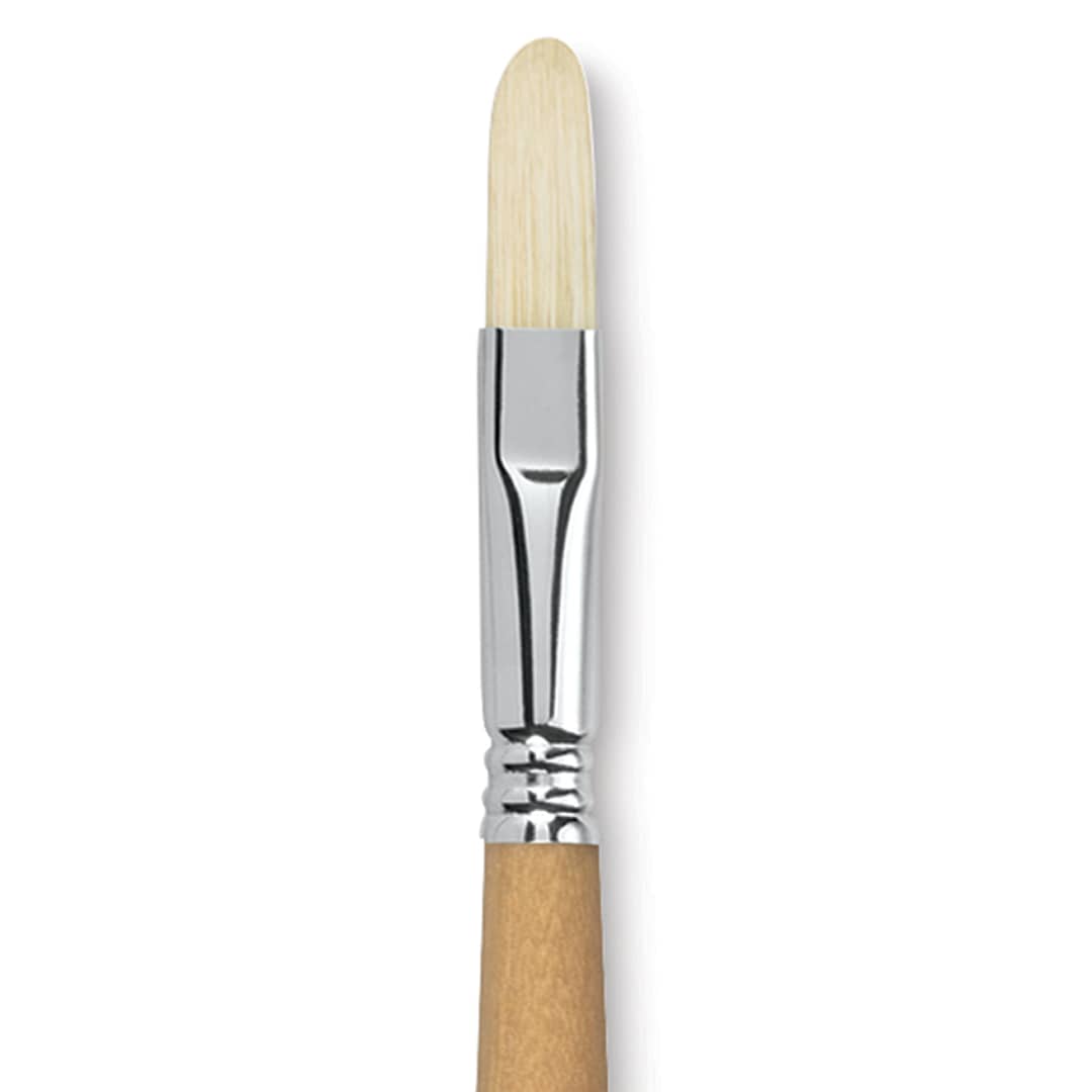 Open in modal - Escoda Clasico Chungking White Bristle Brush - Filbert, Long Handle, Size 14 close up