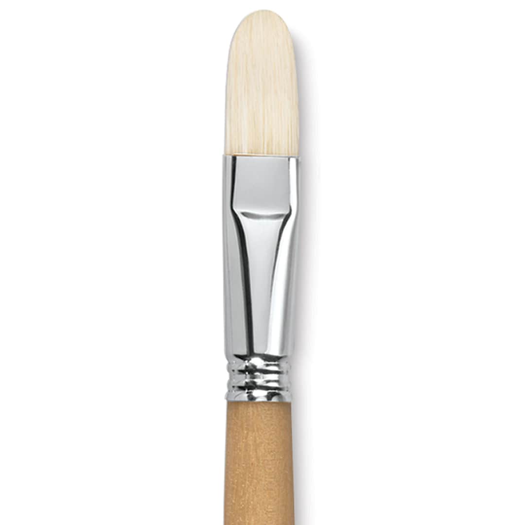 Open in modal - Escoda Clasico Chungking White Bristle Brush - Filbert, Long Handle, Size 18 close up