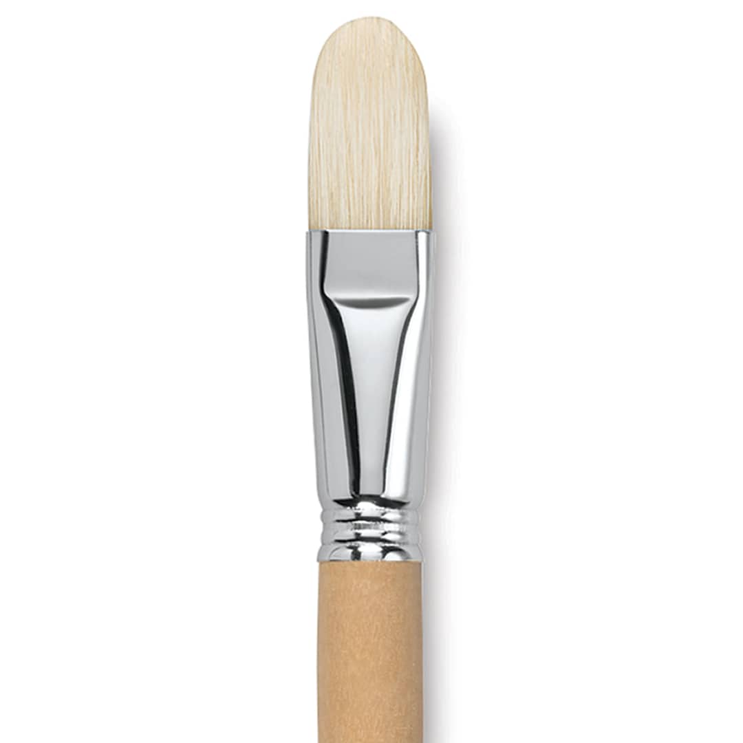 Open in modal - Escoda Clasico Chungking White Bristle Brush - Filbert, Long Handle, Size 22 close up