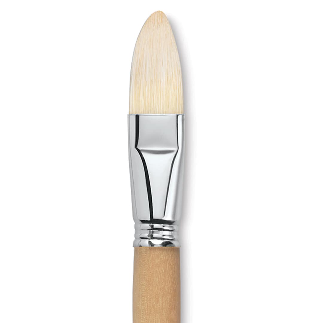 Open in modal - Escoda Clasico Chungking White Bristle Brush - Filbert, Long Handle, Size 24 close up