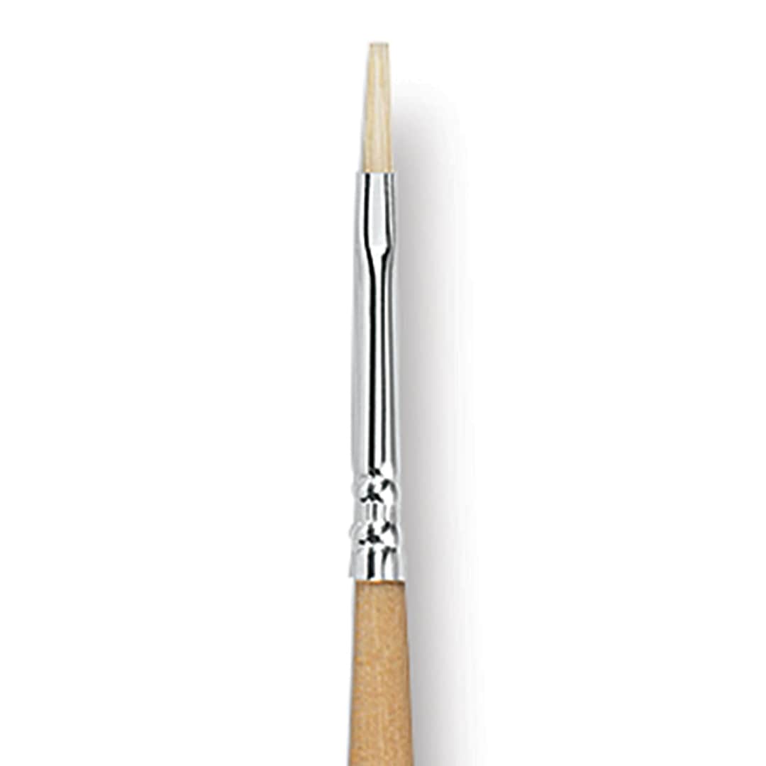 Open in modal - Escoda Clasico Chungking White Bristle Brush - Flat, Long Handle, Size 2 close up