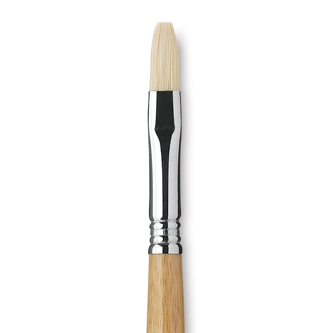 Open in modal - Escoda Clasico Chungking White Bristle Brush - Flat, Long Handle, Size 10