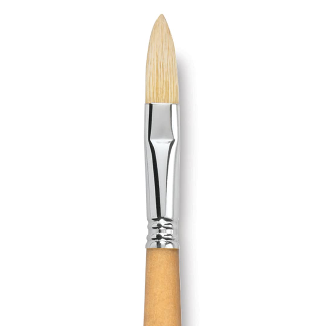 Open in modal - Escoda Clasico Chungking White Bristle Brush - Long Filbert, Long Handle, Size 14 close up
