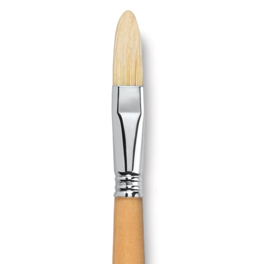 Open in modal - Escoda Clasico Chungking White Bristle Brush - Long Filbert, Long Handle, Size 16 close up