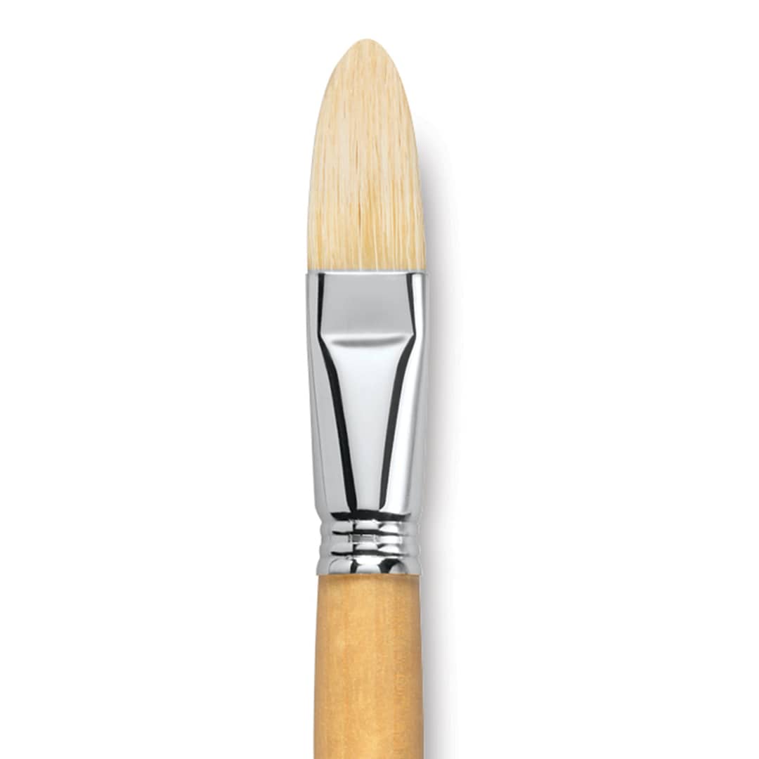 Open in modal - Escoda Clasico Chungking White Bristle Brush - Long Filbert, Long Handle, Size 22 close up