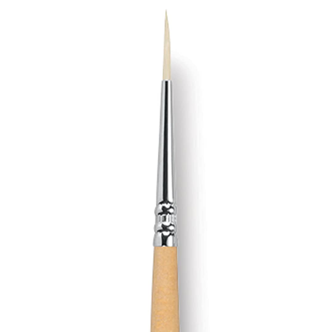 Open in modal - Escoda Clasico Chungking White Bristle Brush - Round, Long Handle, Size 1 close up