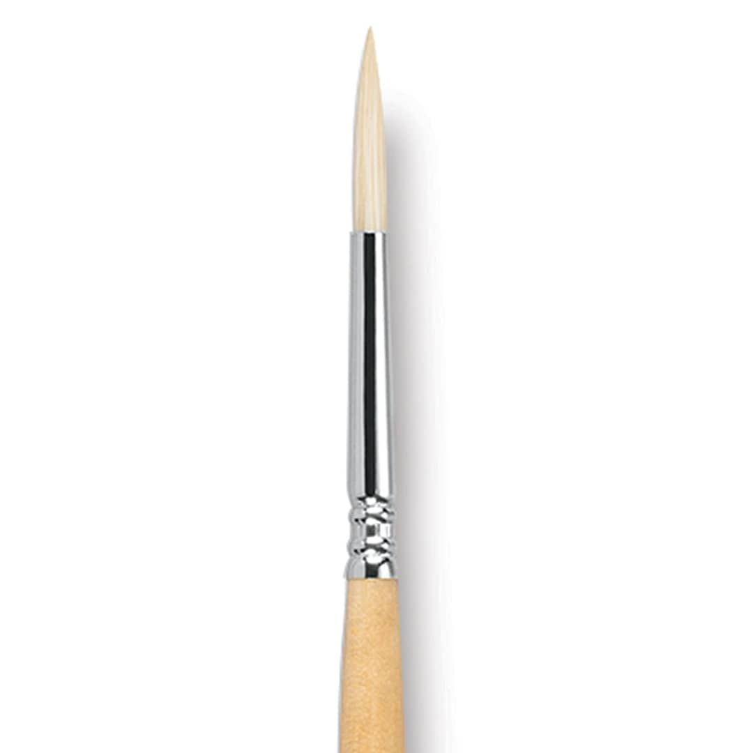 Open in modal - Escoda Clasico Chungking White Bristle Brush - Round, Long Handle, Size 6 close up