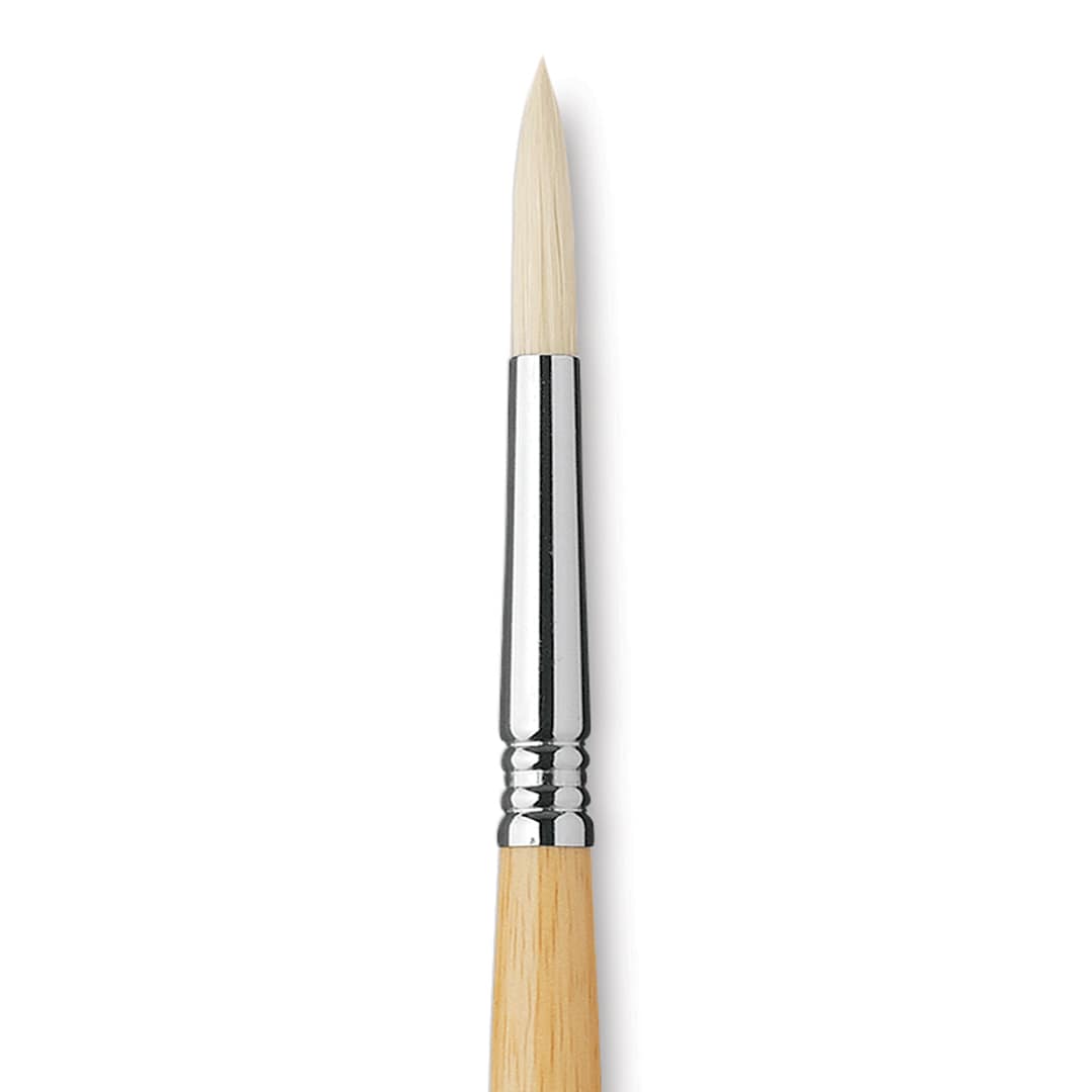 Open in modal - Escoda Clasico Chungking White Bristle Brush - Round, Long Handle, Size 10