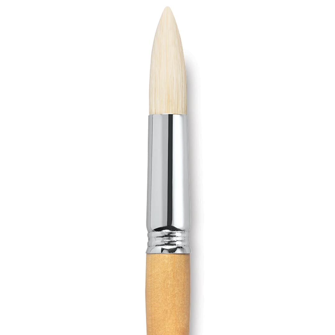 Open in modal - Escoda Clasico Chungking White Bristle Brush - Round, Long Handle, Size 22 close up