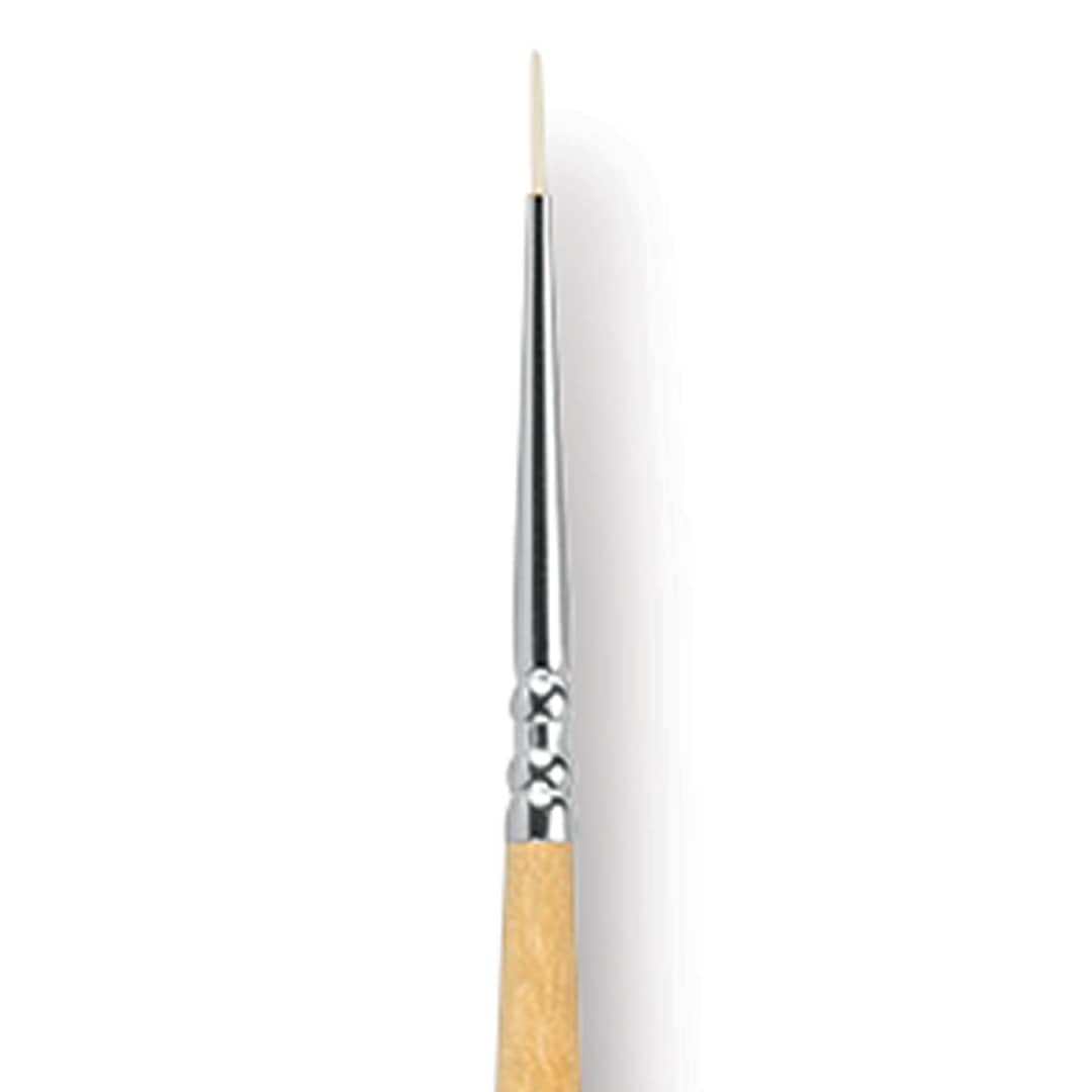 Open in modal - Escoda Clasico Chungking White Bristle Brush - Round, Long Handle, Size 3/0 close up