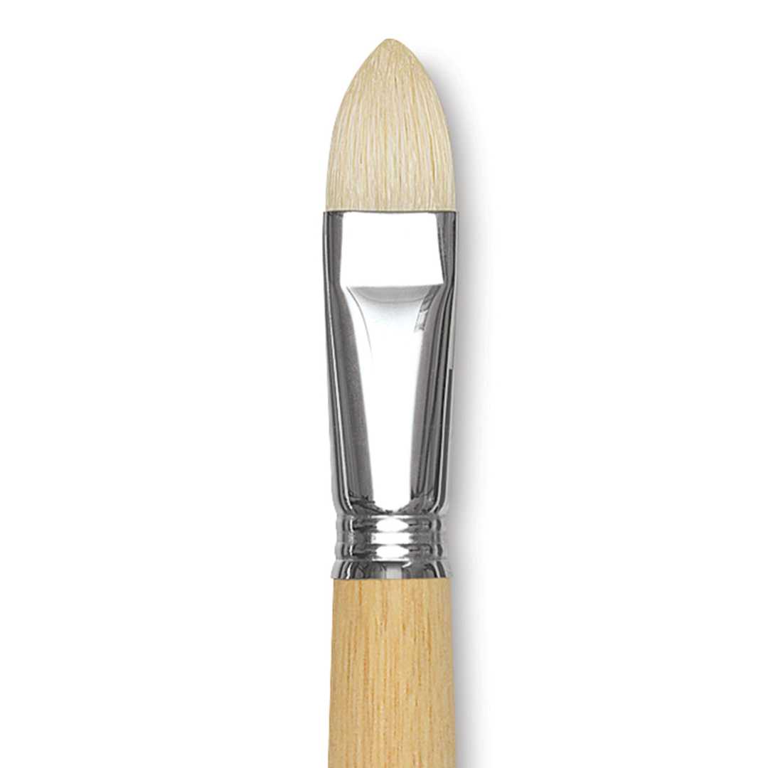 Open in modal - Escoda Clasico Chungking White Bristle Brush - Filbert, Extra Long Handle, Size 20 close up